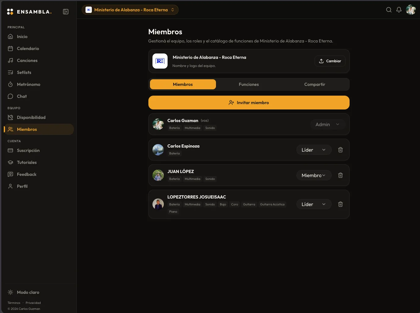 Miembros y multi-organización en ENSAMBLA